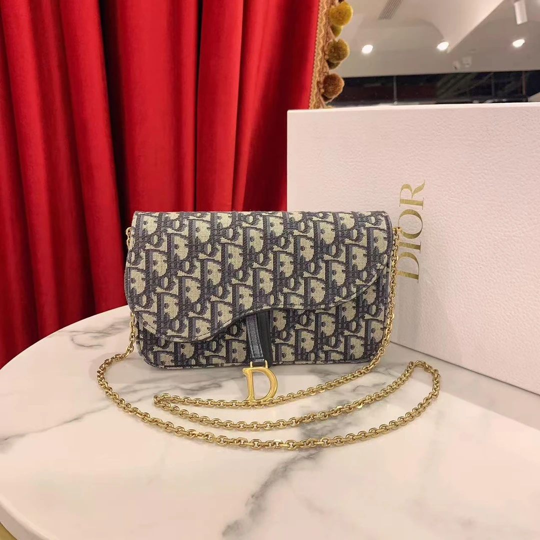 95新 DIOR/迪奥 拆单马鞍woc大号金扣帆布单肩包23年91359762