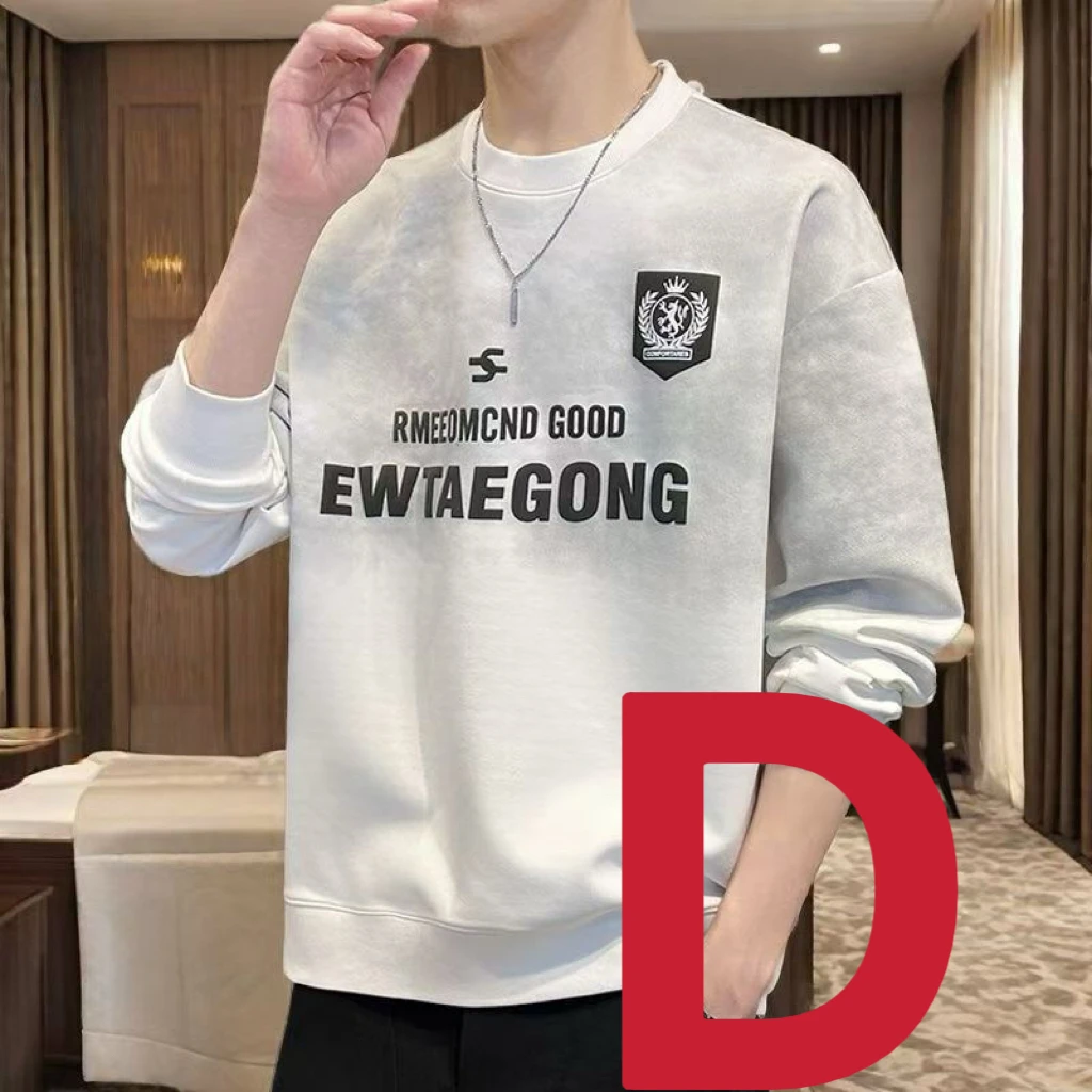 秋冬圆领长袖欧货重工T恤POLO衫男D