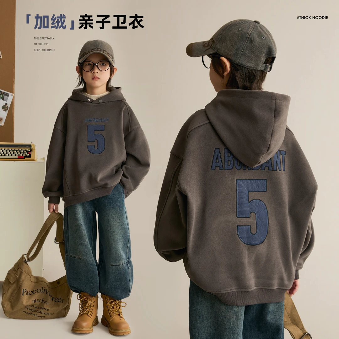辰辰妈【第五人格】儿童连帽加绒卫衣撞色印花亲子装外套汉服8908D