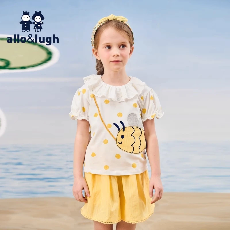 阿路和如女童25夏季新款休闲可爱T恤裙裤套装上下两件套可爱图案