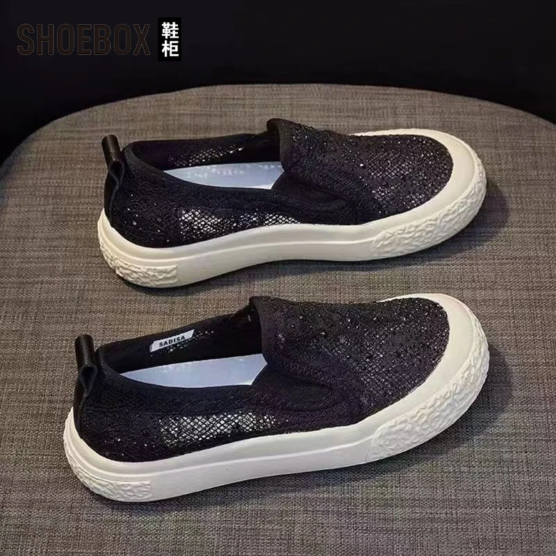 SHOEBOX鞋柜小香风懒人鞋女平底单鞋2025新款夏季一脚蹬渔夫鞋