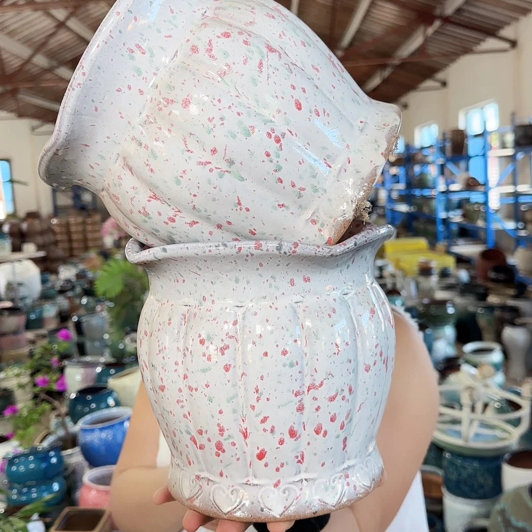 紫砂花盆高19口19