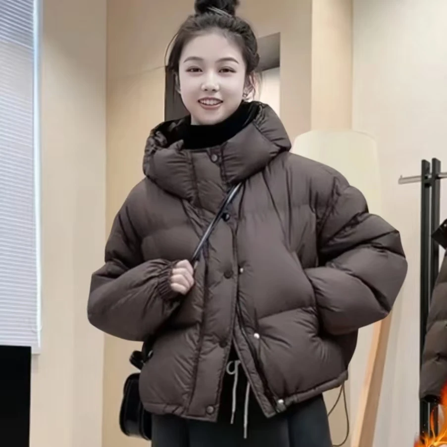 【年底清货】白鸭绒高级感时尚洋气连帽外套羽绒服冬季女休闲面包服