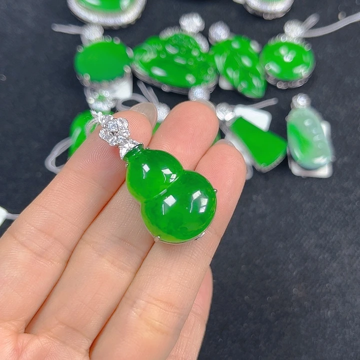 翡翠银S925镶嵌吊坠(不含链)