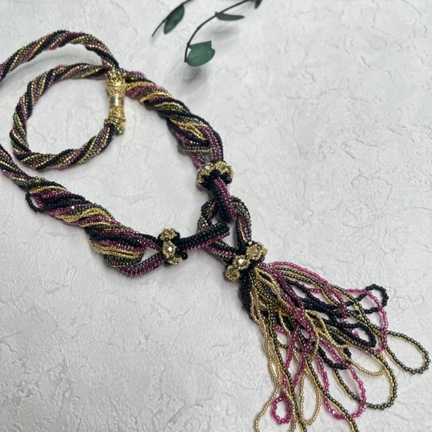 铜合金树脂项链 【六六中古】孤品复古项链毛衣链th5631