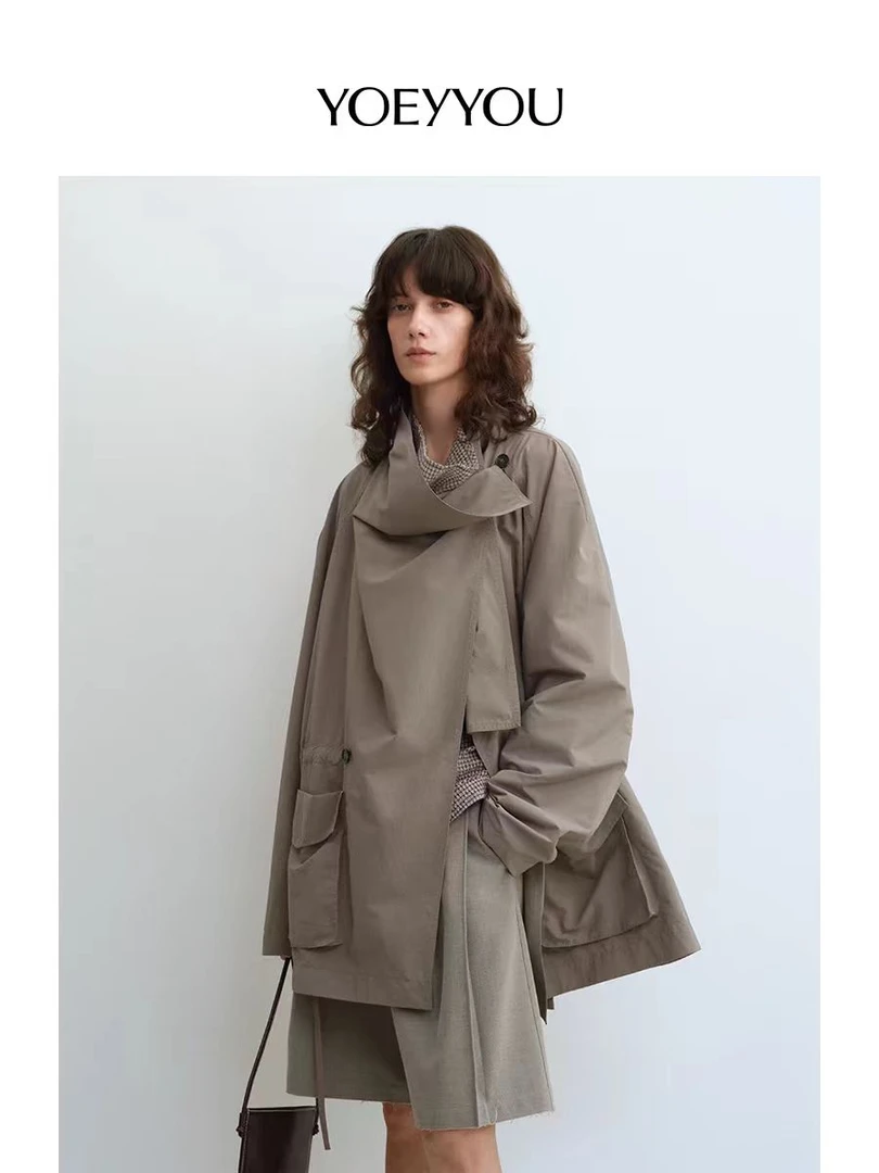 YOEYYOU围裹领夹克25春新款设计师款高级感宽松立体口袋廓形外套