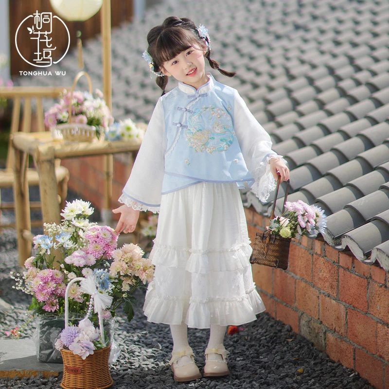 桐花坞【风禾】改良汉服女童春秋儿童中国风套装小女孩新中式唐装