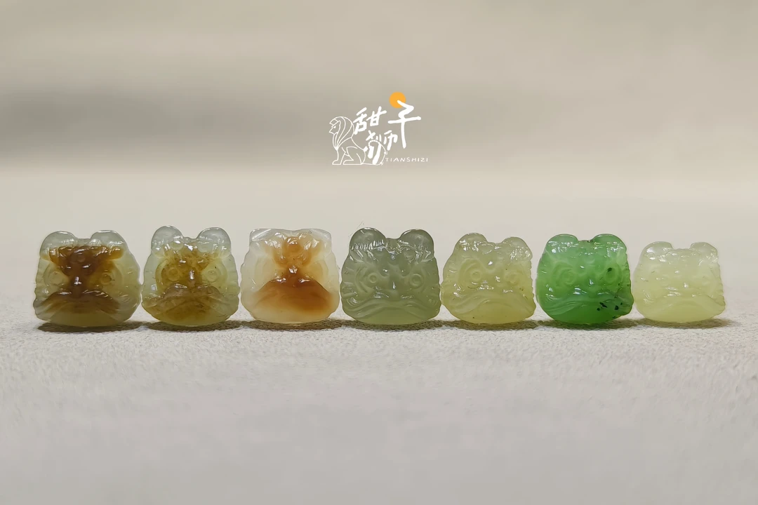 和田玉精品醒狮手工雕刻小狮子配饰DIY吊坠手串手绳