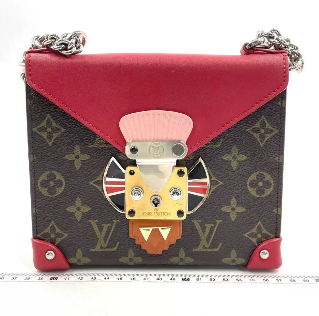 95新 LouisVuitton/路易威登 LV 红色拼皮小怪兽链条包 48290