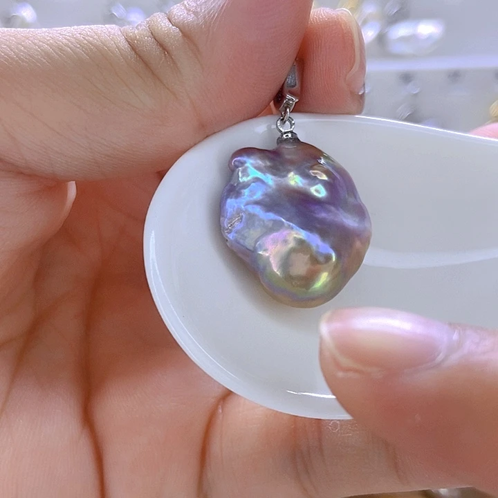 淡水珍珠银S925镶嵌颈饰37