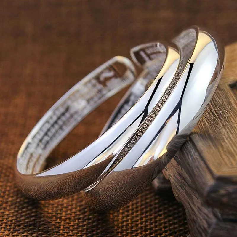 万足银光面心经手镯 065货号