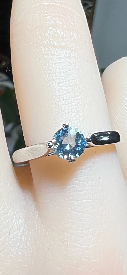 【工厂补贴】新疆阿勒泰天然海蓝宝石银镶戒指时尚彩宝 16-20号 J4