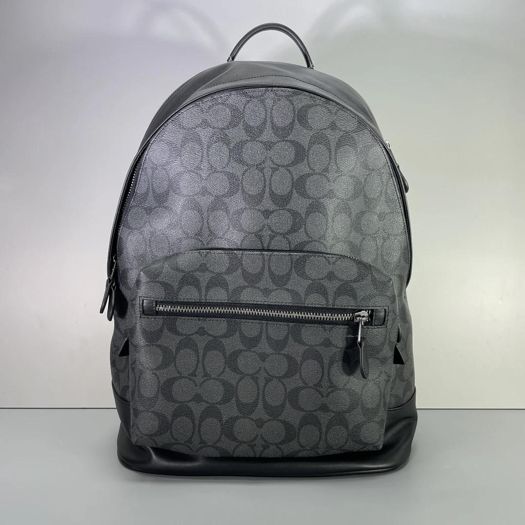 99新 COACH/蔻驰 小林/男士黑色老花大号双肩包35*44*15cmB060301