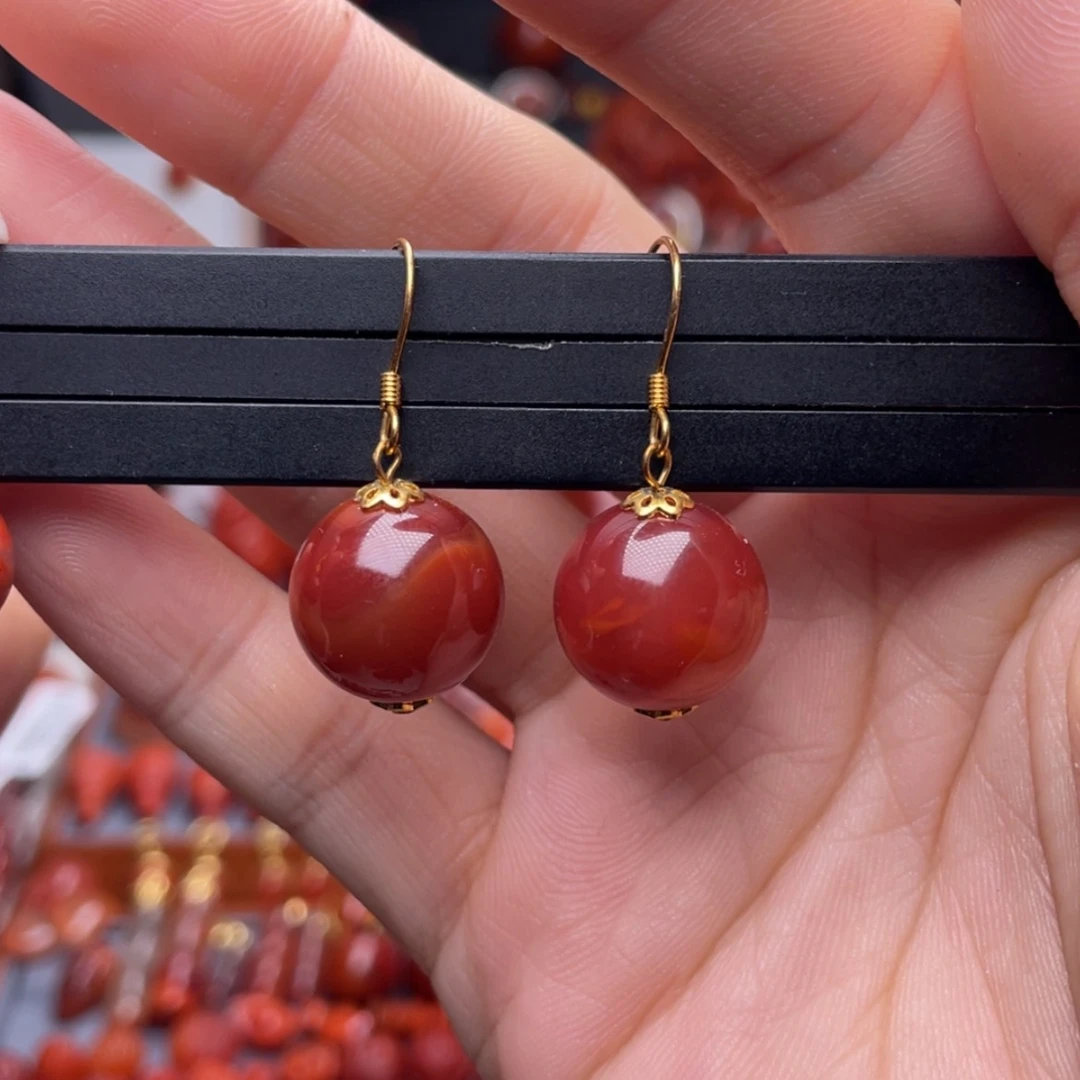 【闪购商品】南红玛瑙耳钩14➕银S925镶嵌