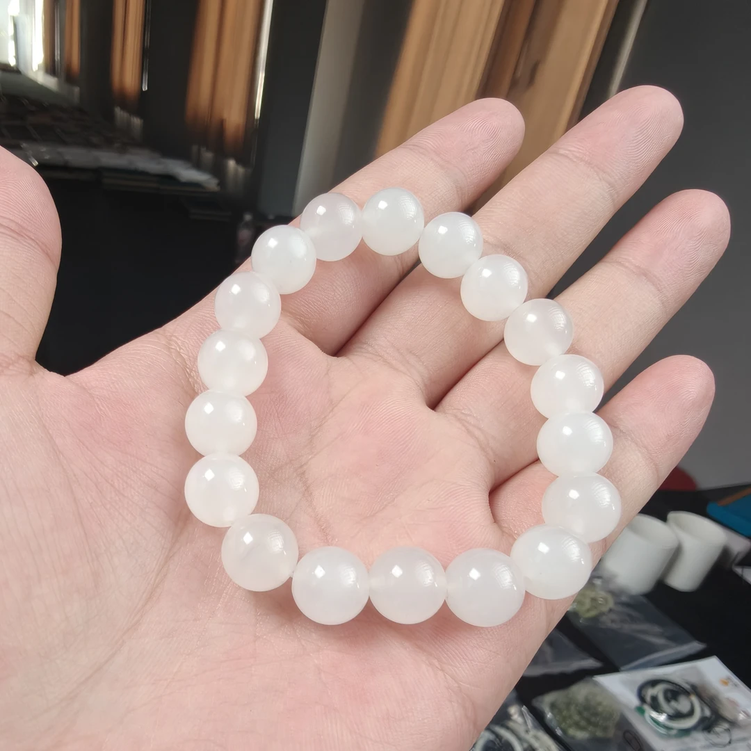 【潜珑】L-15-072高品质白月光金丝玉卡10mm手串