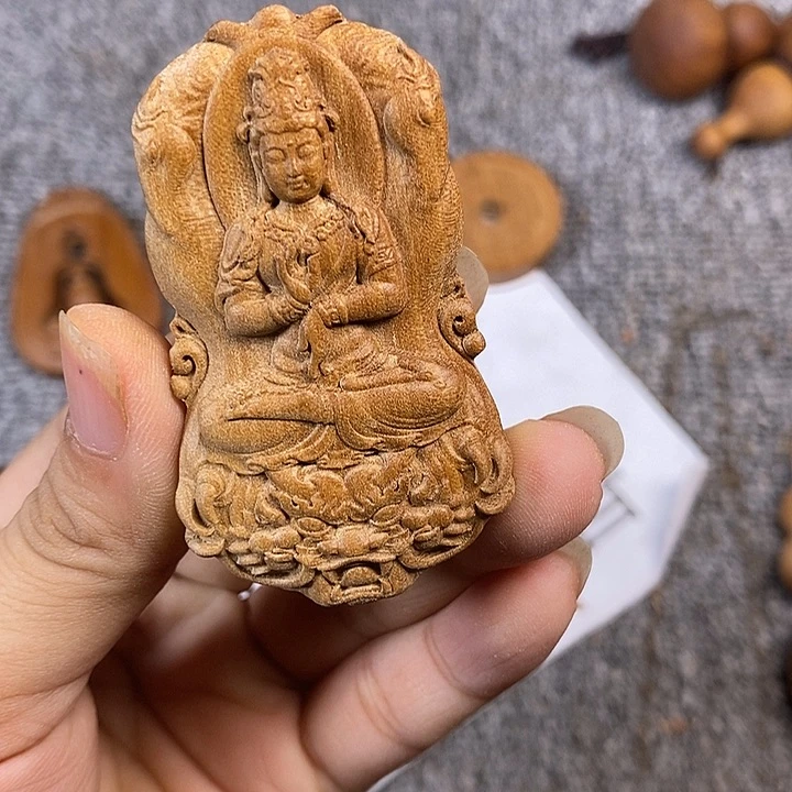 檀香木手串/手链无**~老山檀香雕刻观音吊坠