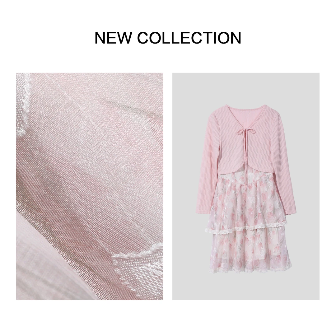 【小依专享】L1F26213甜美浪漫花卉刺绣秋冬长款两件套连衣裙-6213