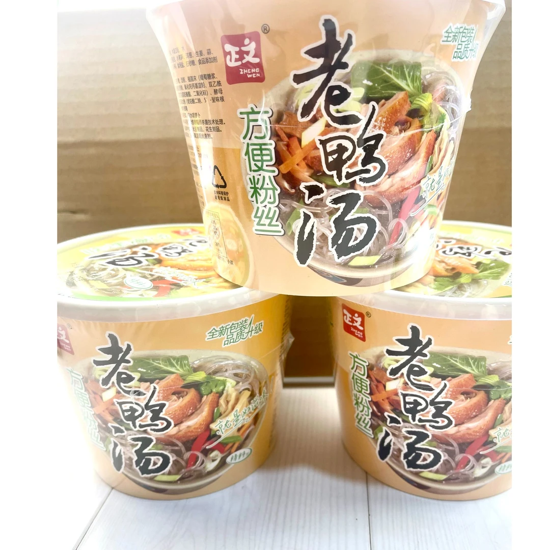 正文老鸭汤红薯粉丝桶装免煮方便冲泡速食90克*6桶+2包抽纸