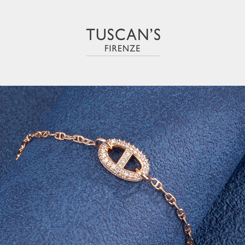 TUSCAN'S 铜合金合成锆石手链 气质百搭猪鼻子轻奢手链时代双鱼