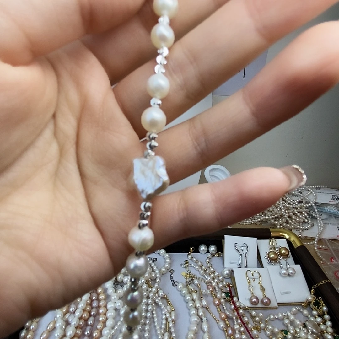 合金淡水珍珠手链