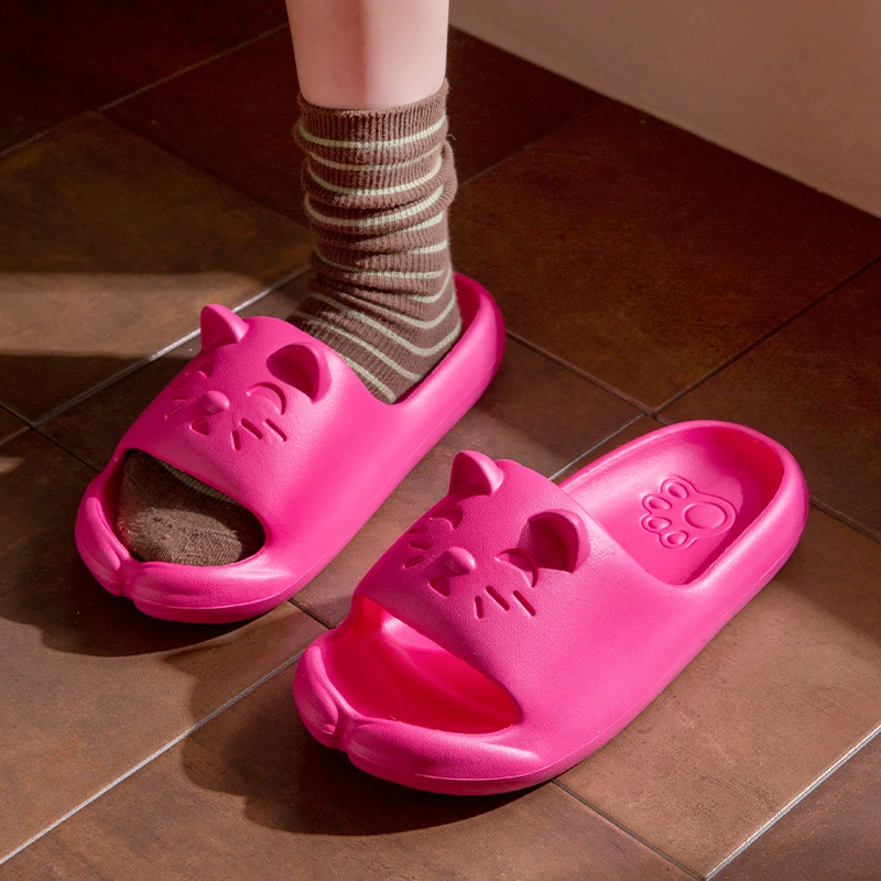 夏季新款踩屎感EVA厚底可爱小猫咪拖鞋夏季少女心居家浴室凉拖鞋