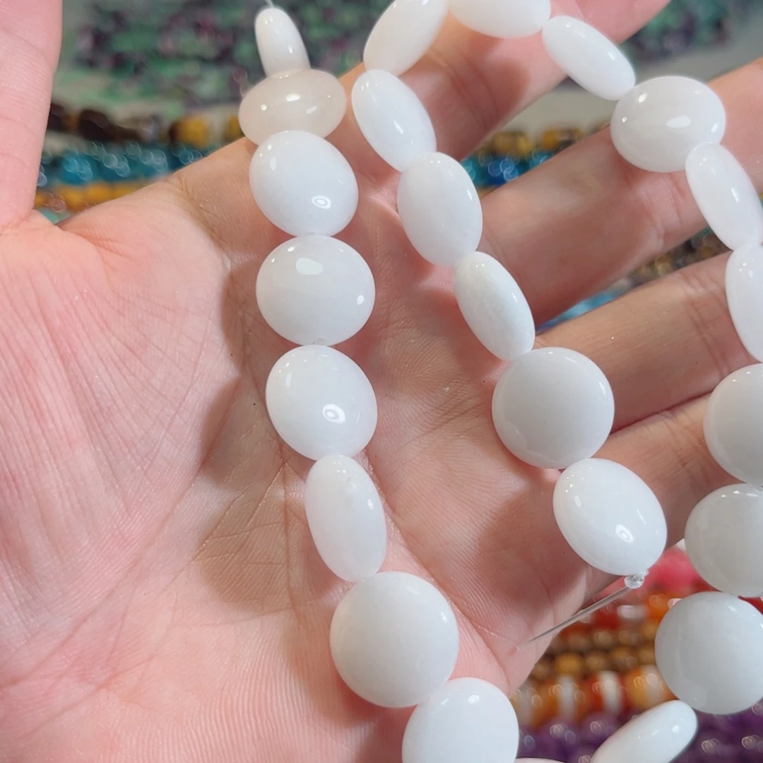 玛瑙/玉髓合金珠宝半成品白玉一条16mm