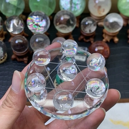 未镶嵌珠宝半成品水晶彩虹白水晶七星阵