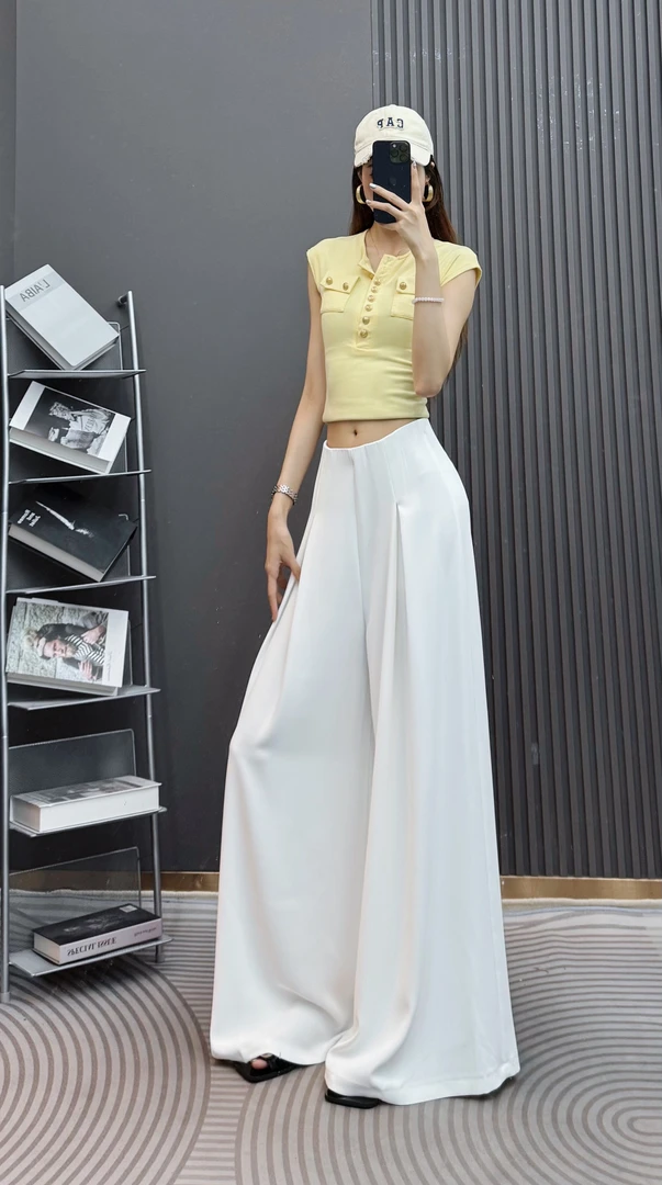 【现货专属】高级感西装裙裤女秋季宽松高腰垂感拖地长裤