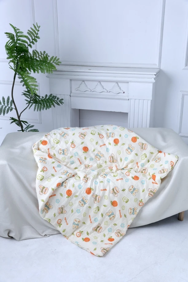 纯棉新生儿宝宝棉花被幼儿纯棉双层纱绉布产房包被柔软宝宝被子