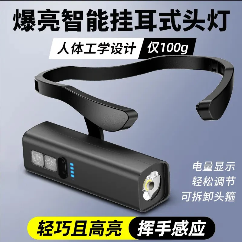 A挂耳式头灯强光超亮可充电户外骑行夜跑登山钓鱼长续航感应式商品图