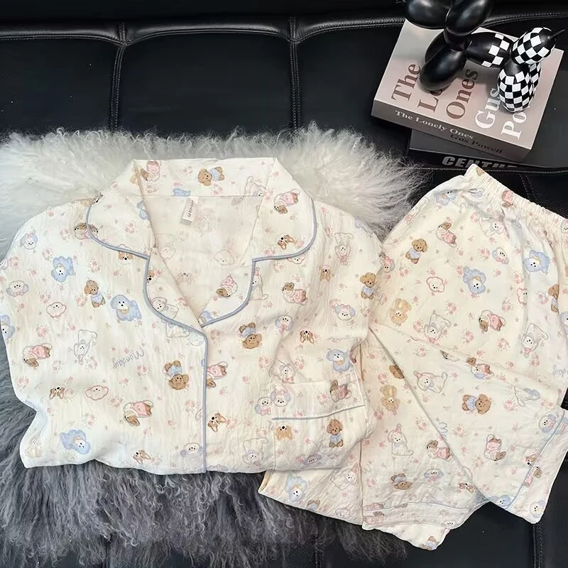 【云朵绵四季款】长袖长裤春秋睡衣女士春夏大码学生家居服套装