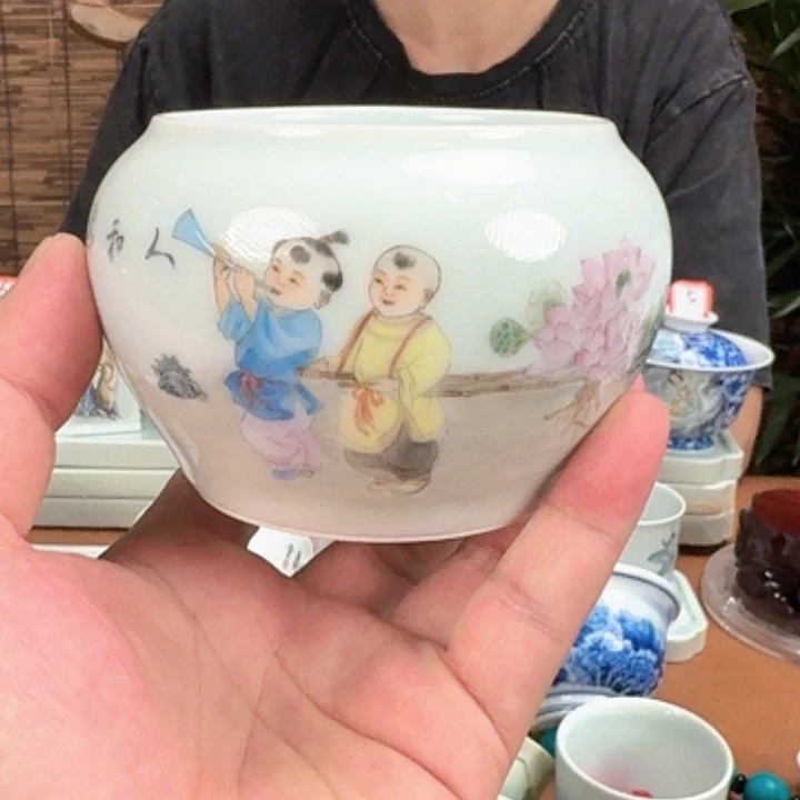 摆件景德镇笔洗手工手绘