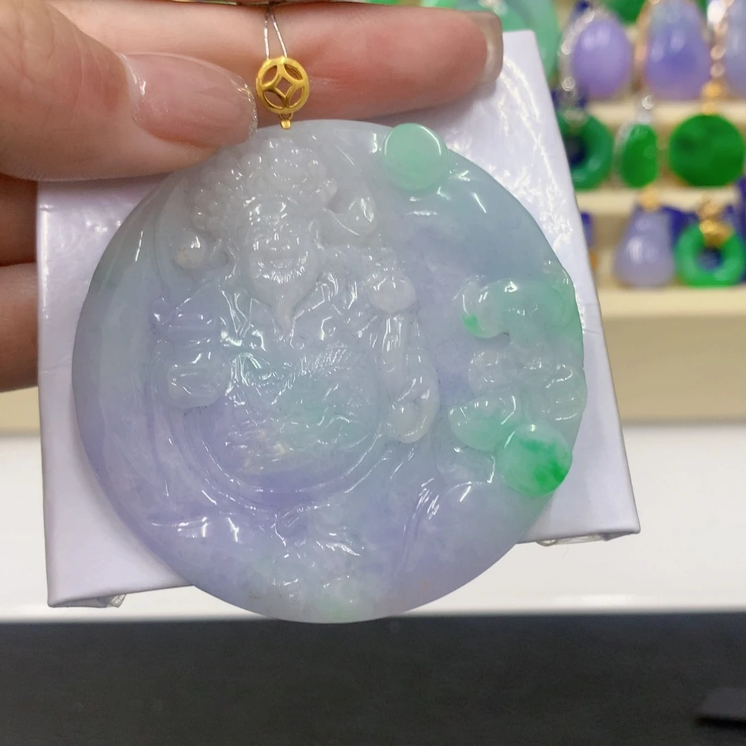翡翠18K金镶嵌吊坠(不含链)