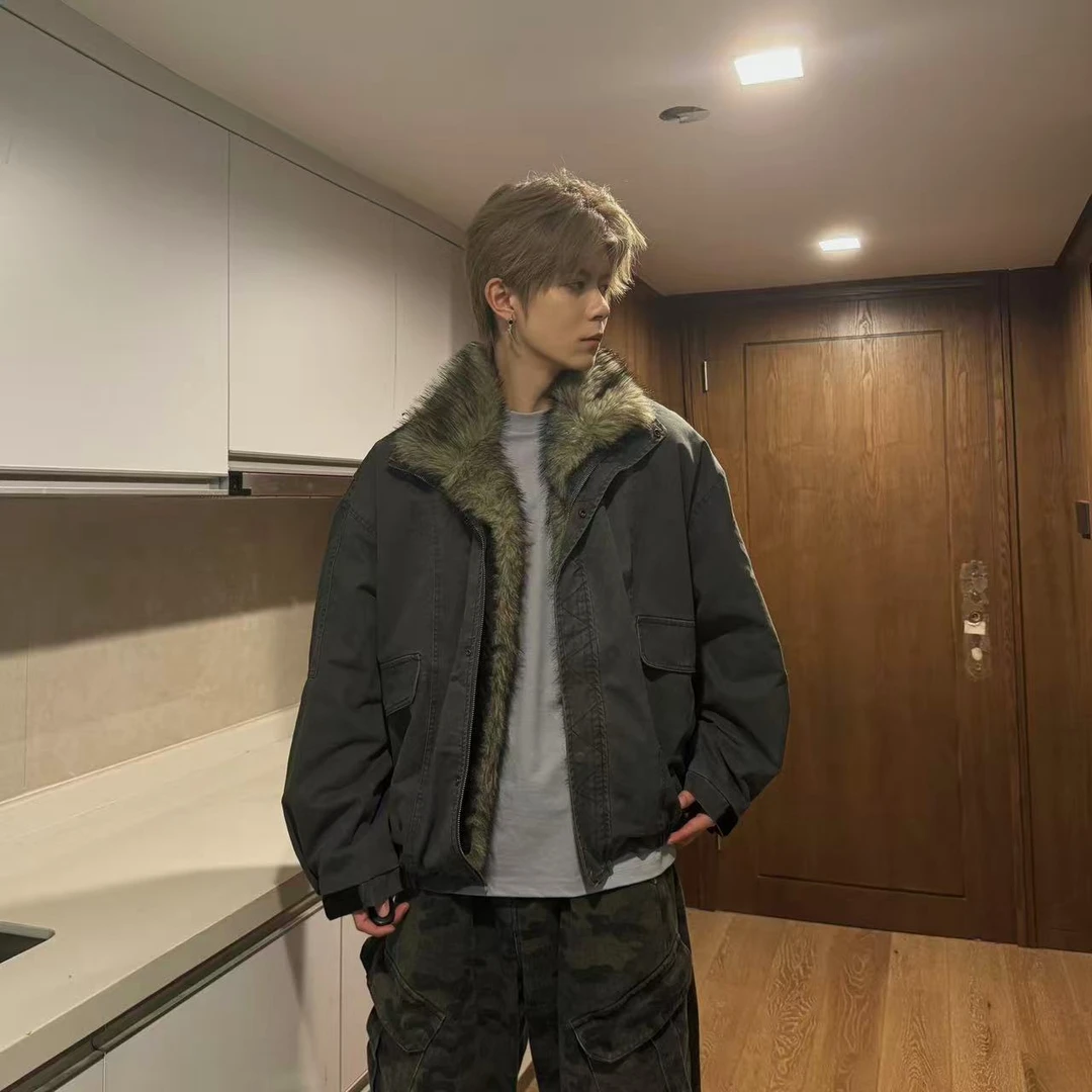 【GD潮牌】冬季水洗座山雕短板高街棉服情侣加厚棉衣立领外套2122