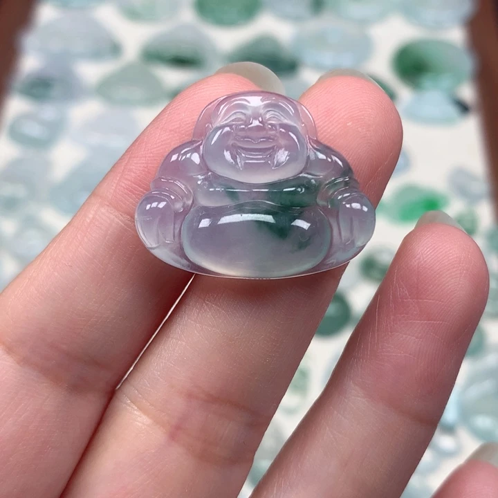 翡翠未镶嵌颈饰冰种飘花佛公