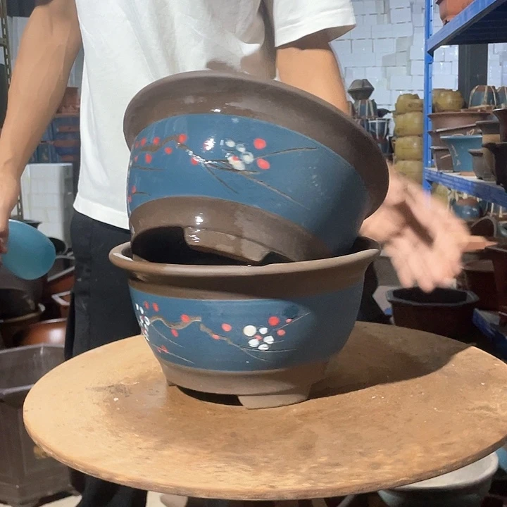 蓝色富贵点彩中号一对