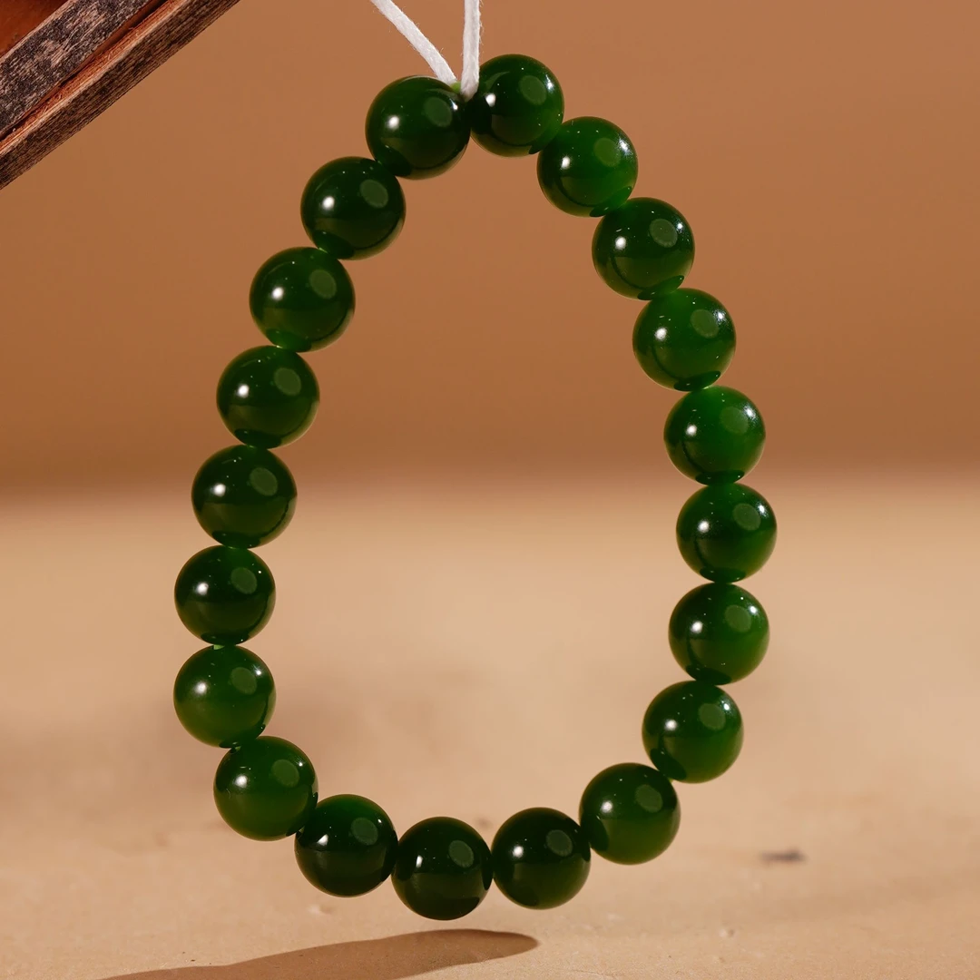 HA00768和田玉碧玉圆珠手串