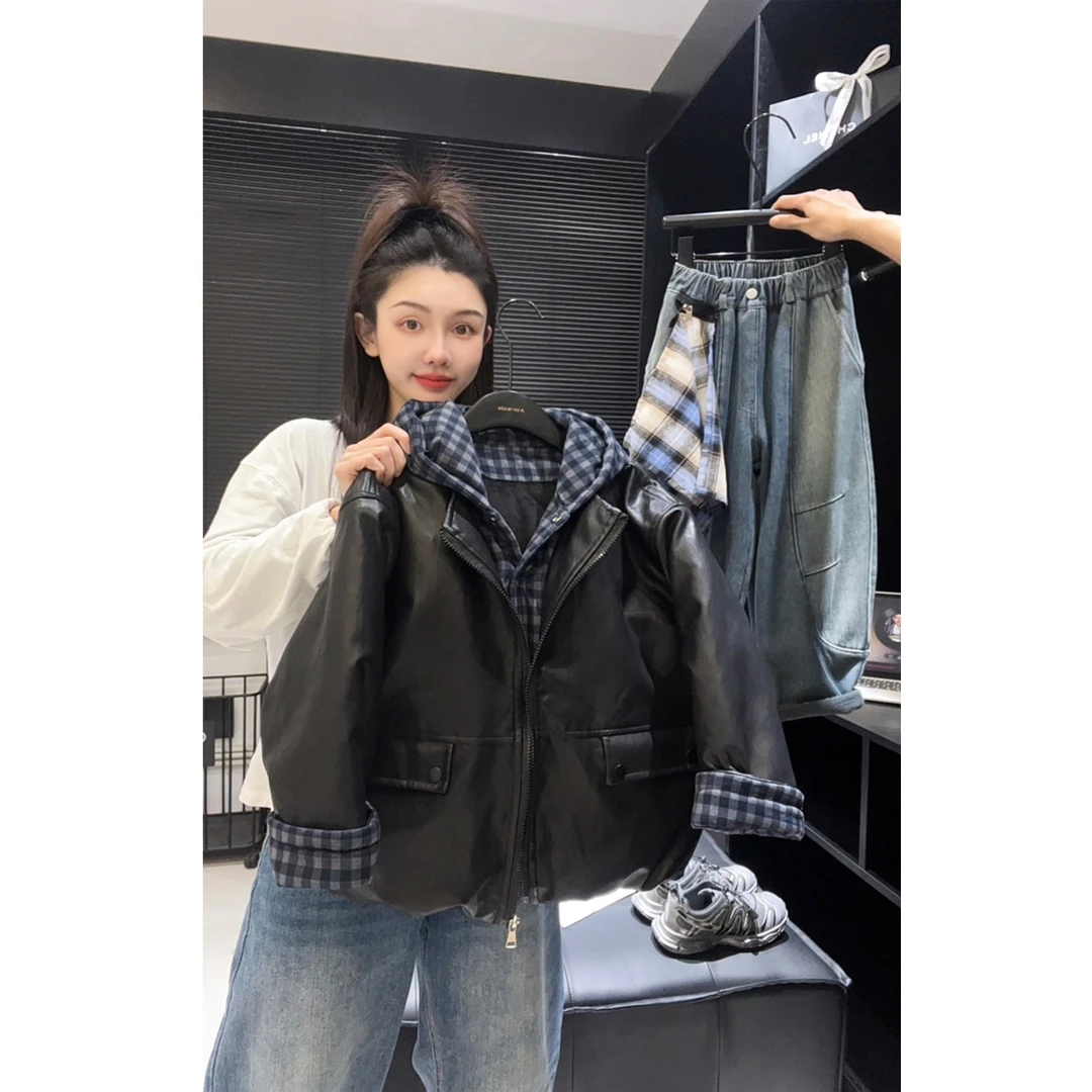 儿童加绒棉服冬装2025新款男童韩版休闲棉衣外套保暖连帽皮衣外套