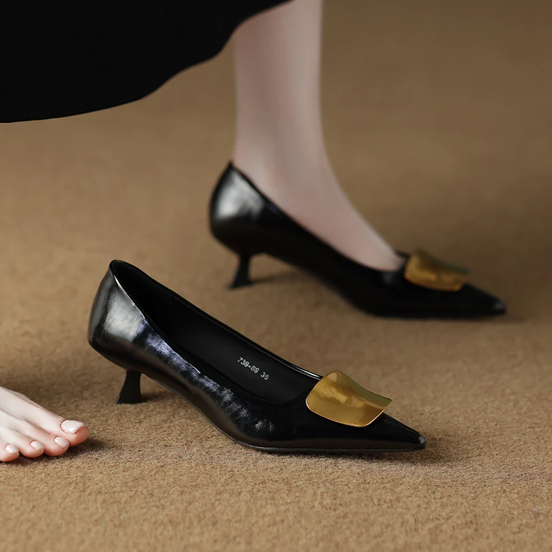 2025新款职业气质法式小单鞋一脚蹬尖头浅口绝美不累脚高跟通勤鞋