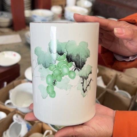 醴陵釉上彩13厘米国光，老瓷微瑕