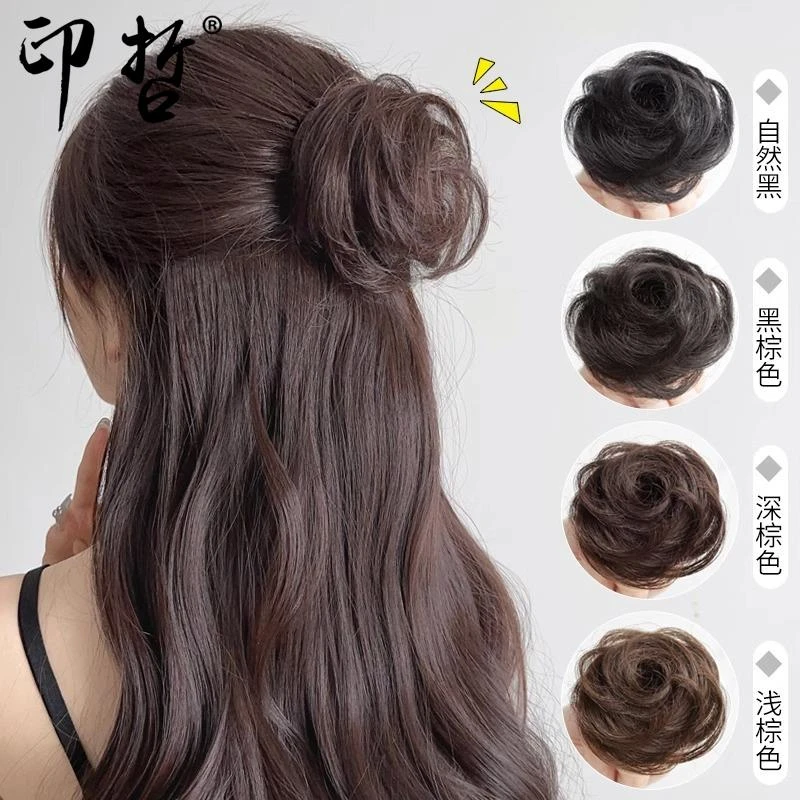 抓夹丸子头假发女花苞头半扎丸子仿真发蓬松自然垫发盘发器假发包