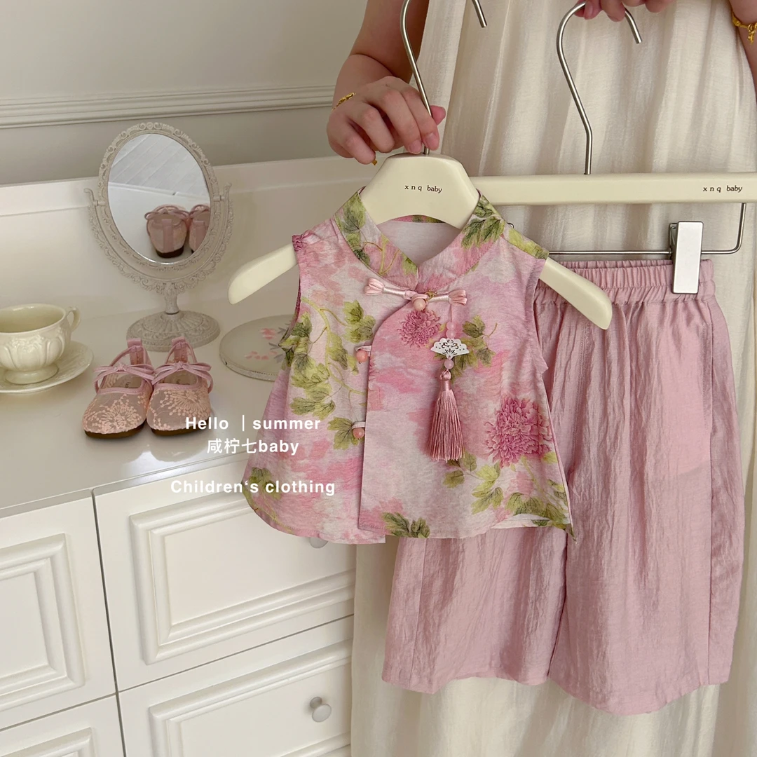 现【咸柠七】女童国风套装夏季2025新款儿童新中式女宝夏汉服两件套