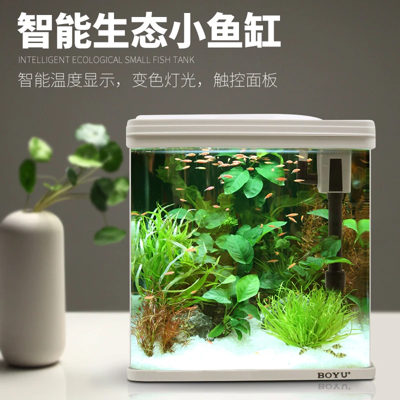 博宇鱼缸水族箱小型桌面鱼缸办公客厅生态造景懒人金鱼缸观赏草缸