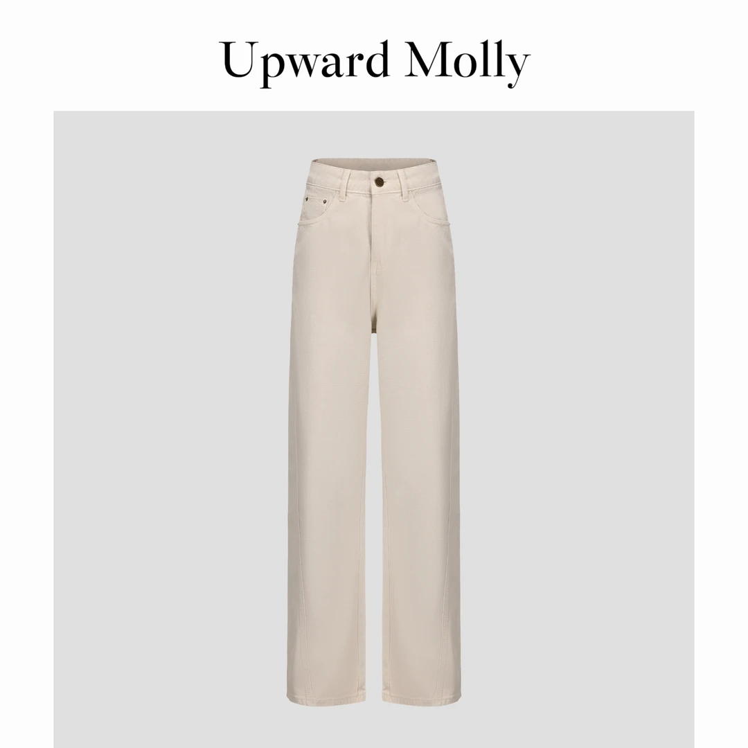 Upward Molly【松弛老钱】经典棉质高密斜纹宽松直筒牛仔裤