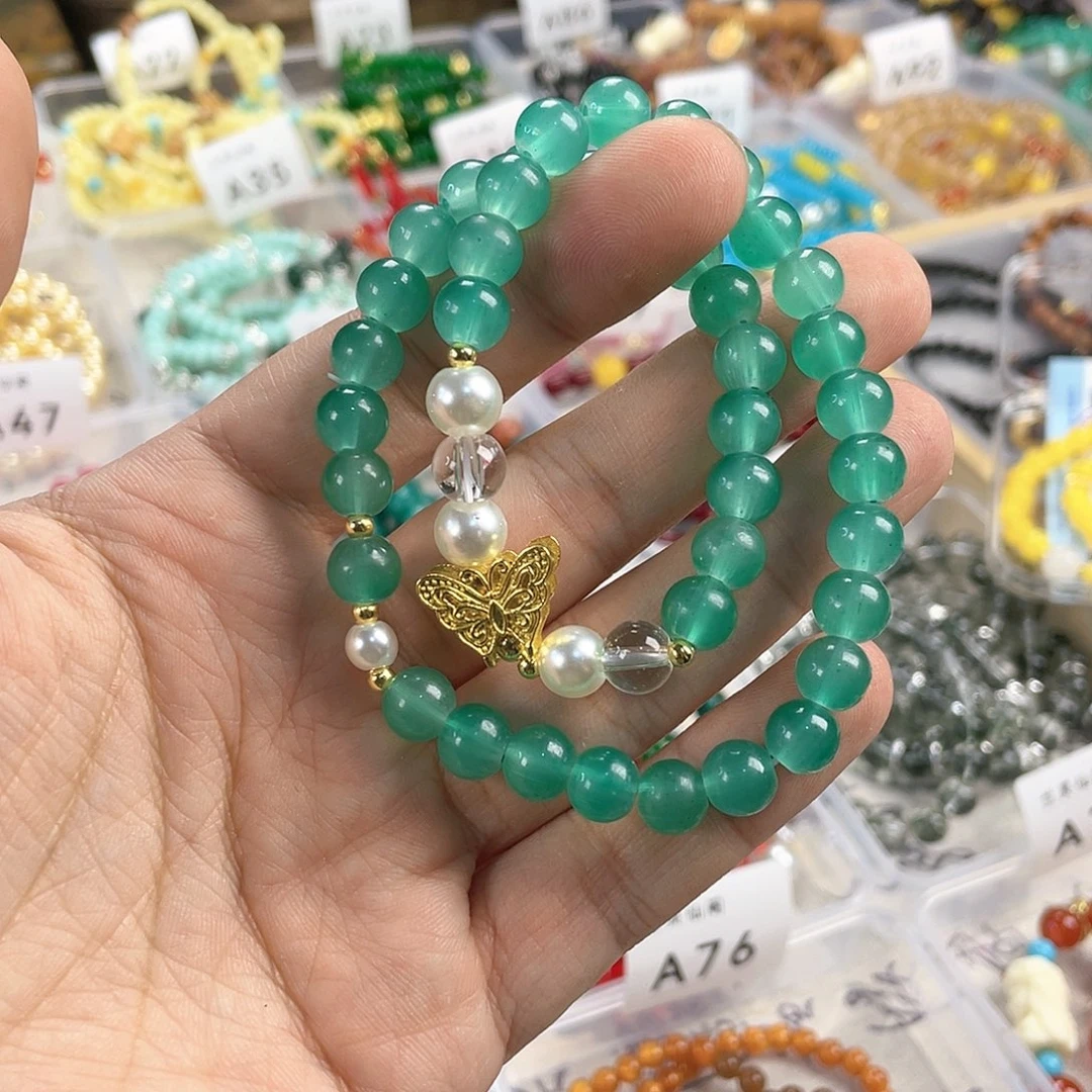 玉髓手饰银S925镀金镶嵌