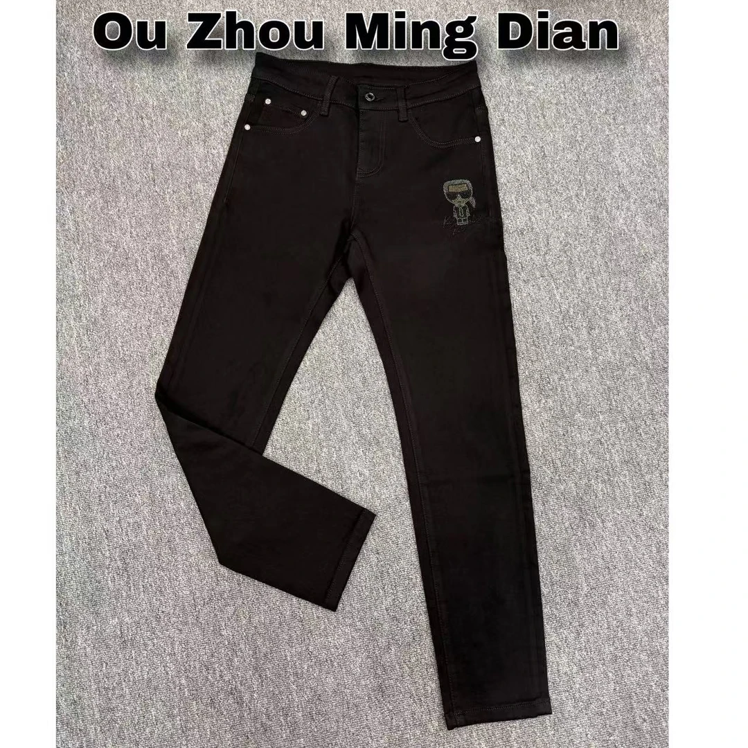【欧洲名店甄选】002品质秋冬加厚男士修身小直筒百搭黑色牛仔裤