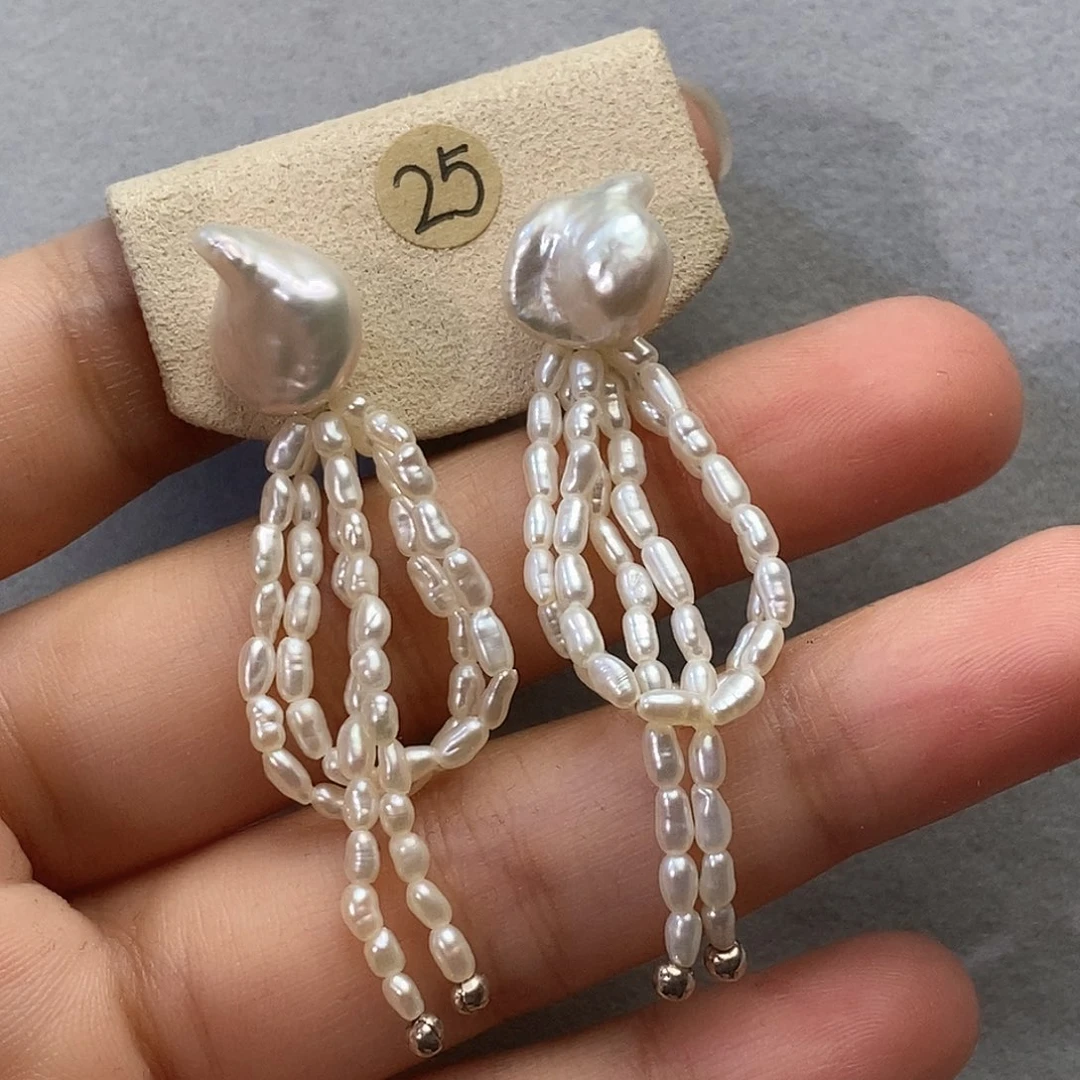 淡水珍珠耳饰银S925镶嵌
