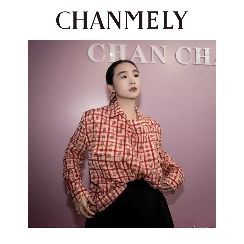 【CHANMITY】”绮丽摩登“红格纹西装版型显贵气衬衫0241721