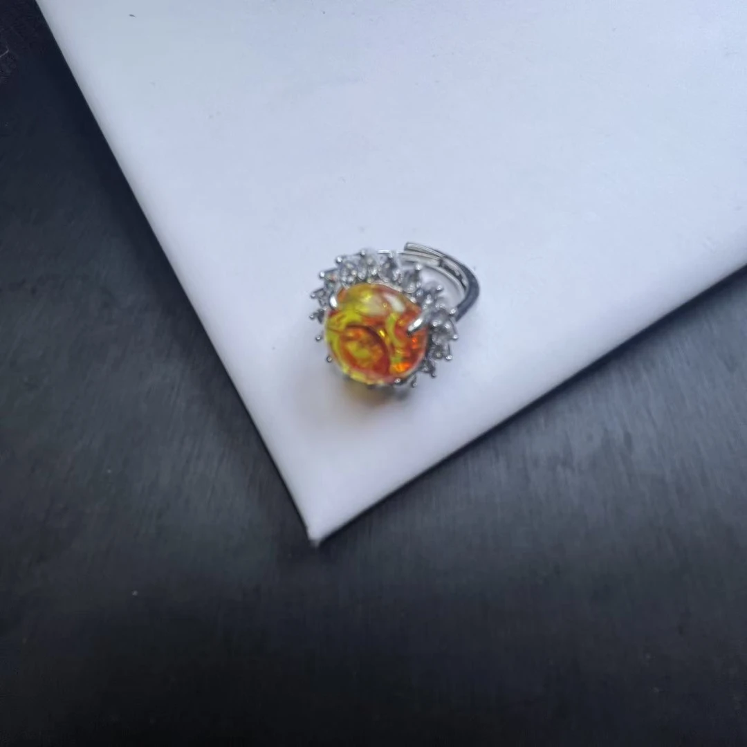 【喜子】QW3099花珀戒指/多样性发一精致奇石