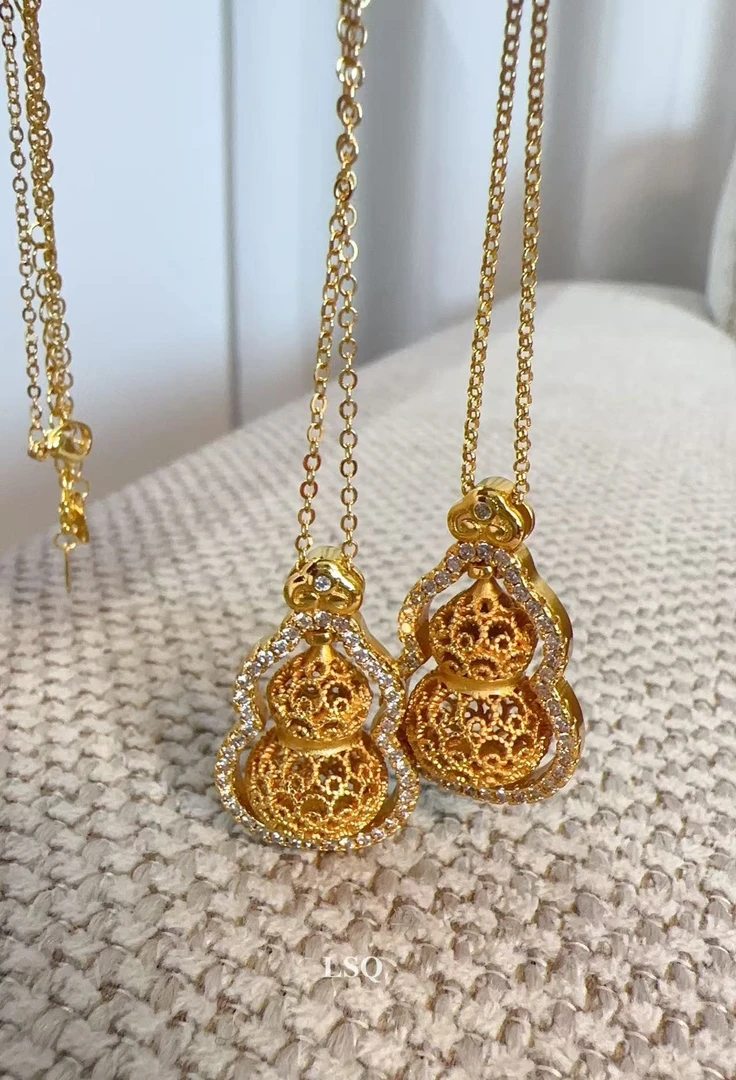 铜合金项链 SQ思岐新中式-花丝镂空福禄葫芦项链5547